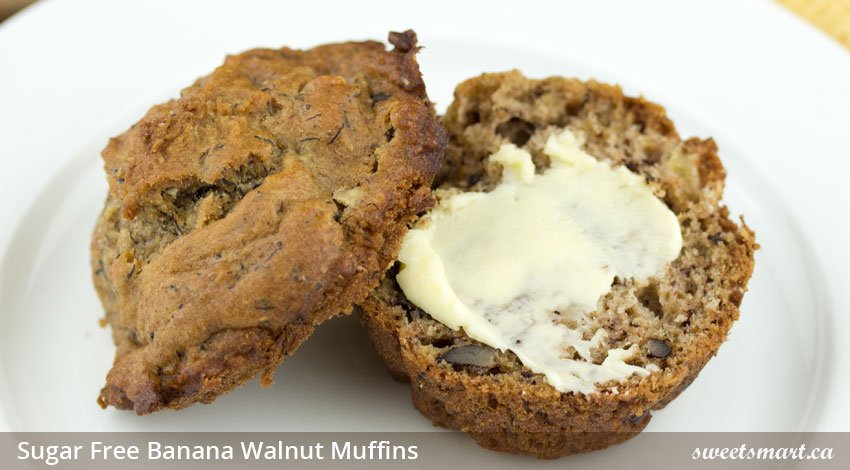 Low Sugar Banana Walnut Muffins