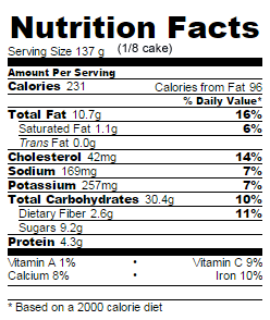 Low Sugar apple cinnamon cake nutrition