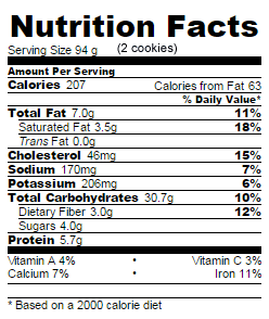 Low Sugar oatmeal apple cookies nutrition