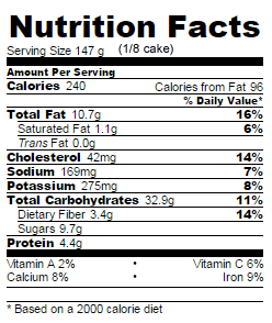 Low Sugar vanilla pear cake nutrition