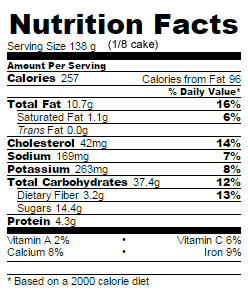 Low Sugar vanilla pear cake nutrition