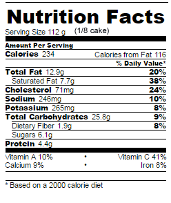 Low Sugar whole orange cake nutrition