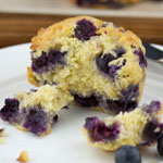 Low Sugar Gluten Free Blueberry Cornmeal Muffins