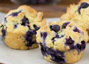 Low Sugar Gluten Free Blueberry Cornmeal Muffins